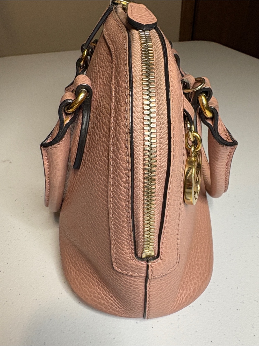 Gucci Blush Pink Leather GG Charm Dome Satchel with Strap & COA - Picture 6 of 16